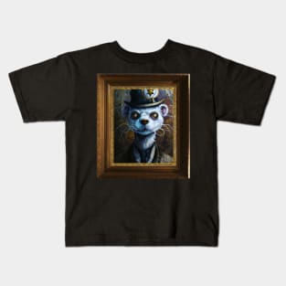 Steampunk Ferret Self Portrait Kids T-Shirt